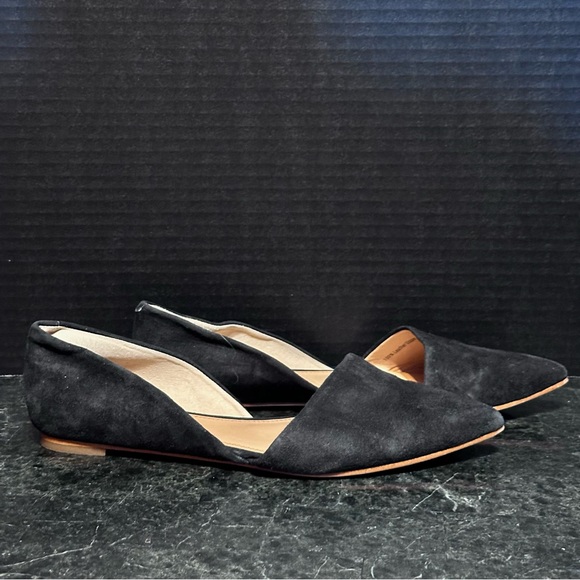 Black Leather J Crew Pointed Toe Flats Size 8 Fairycore Minimalist Career Work - Picture 3 of 10